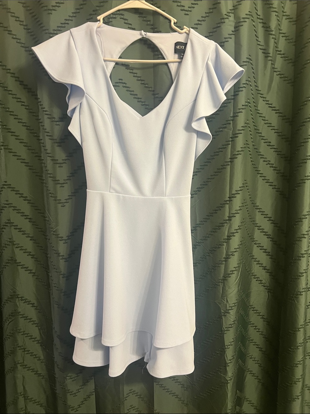 Next Powder Blue Ruffle Sleeve V-Neck Layered Dress
